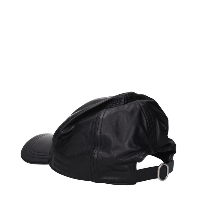 Jil Sander Black Leather Caps (Baseball Hat) Jil Sander