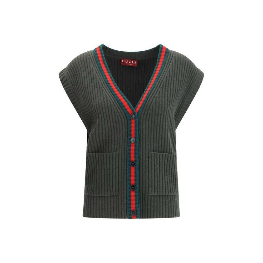 Gucci Green Wool Sleeveles Sweater Gucci