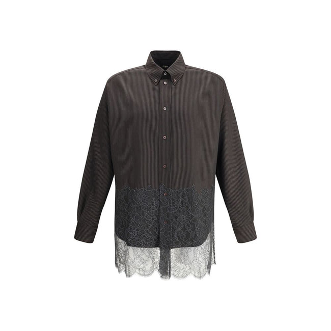 Fendi Pinstripe Wool and Lace Shirt Fendi