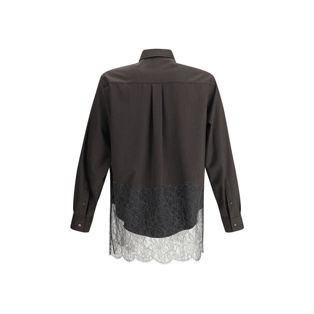 Fendi Pinstripe Wool and Lace Shirt Fendi