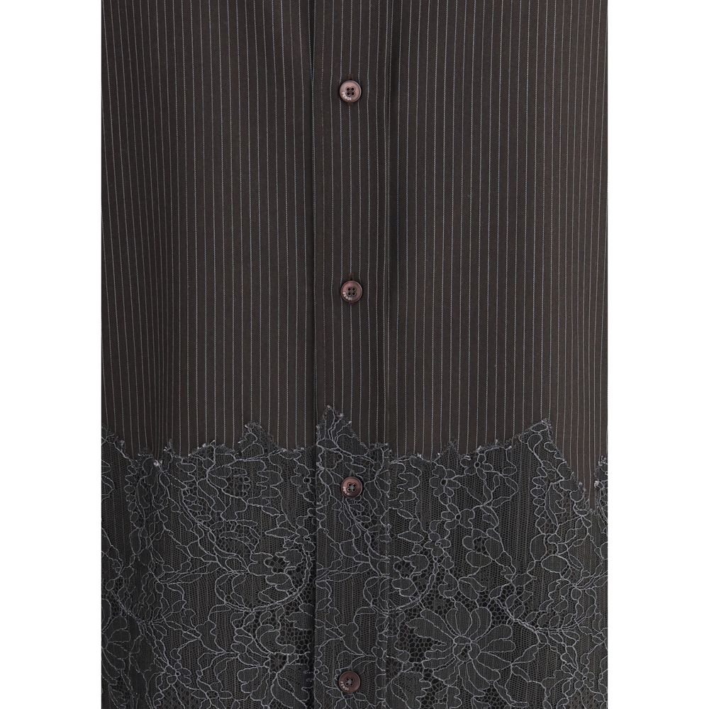 Fendi Pinstripe Wool and Lace Shirt Fendi