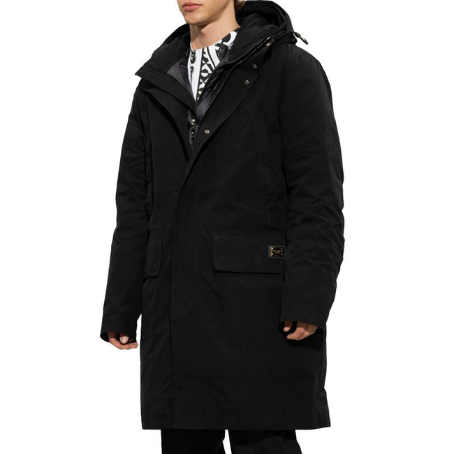 Dolce & Gabbana Black Cotton Jackets & Coat Dolce & Gabbana