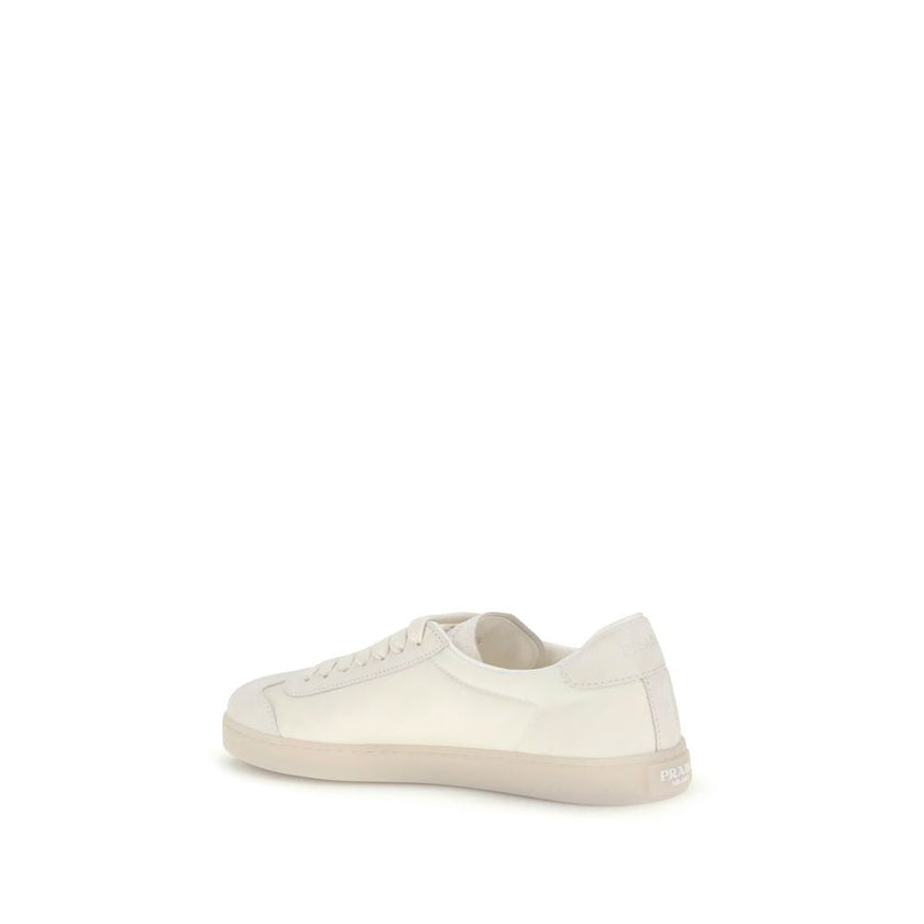 Prada Cream Leather Low Top Sneakers Prada