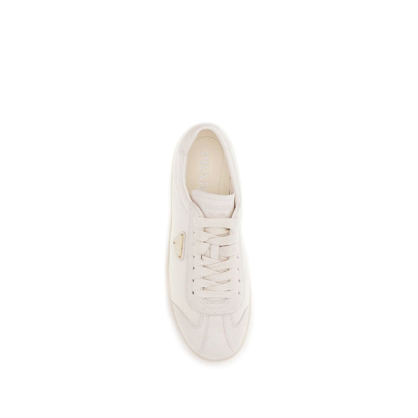 Prada Cream Leather Low Top Sneakers Prada