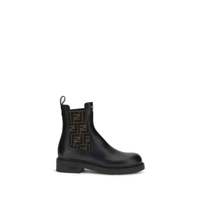 Fendi FF leather and fabric Ankle Boots Fendi
