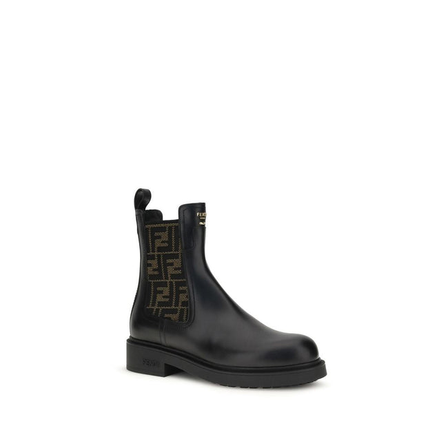 Fendi FF leather and fabric Ankle Boots Fendi