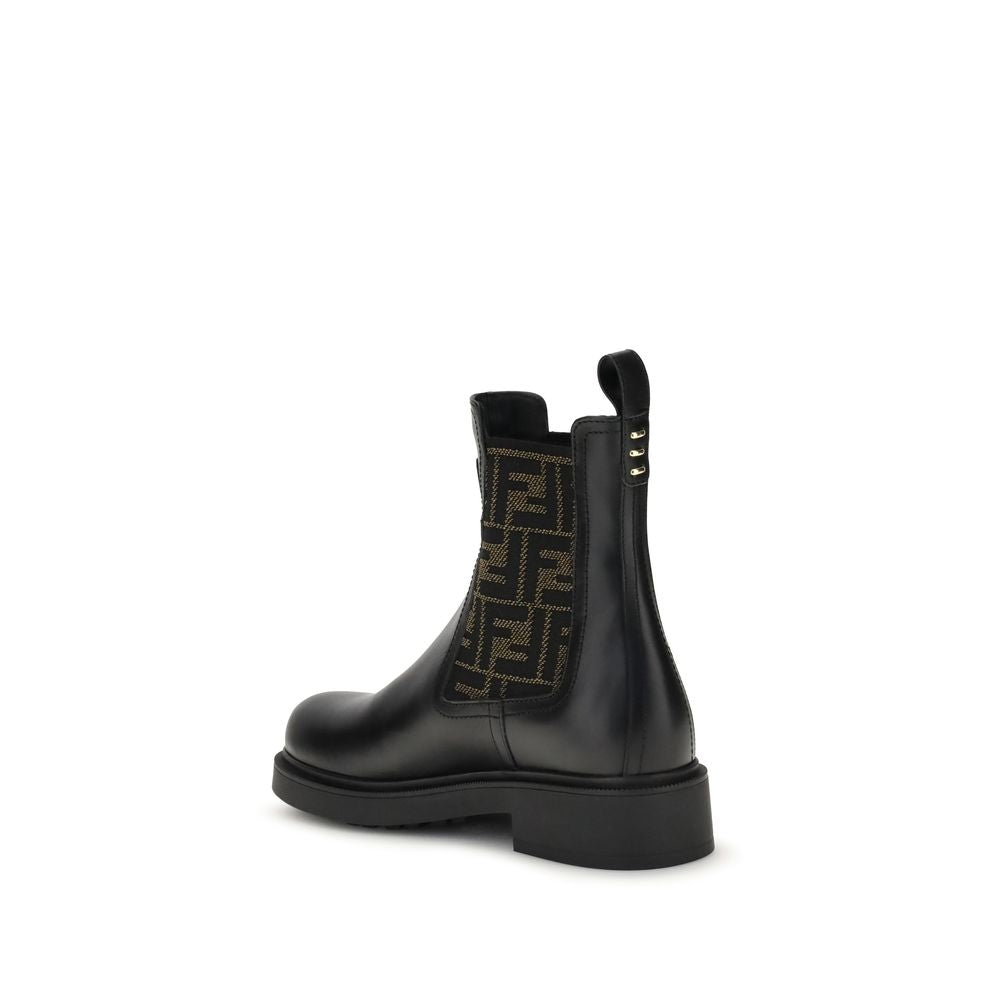 Fendi FF leather and fabric Ankle Boots Fendi