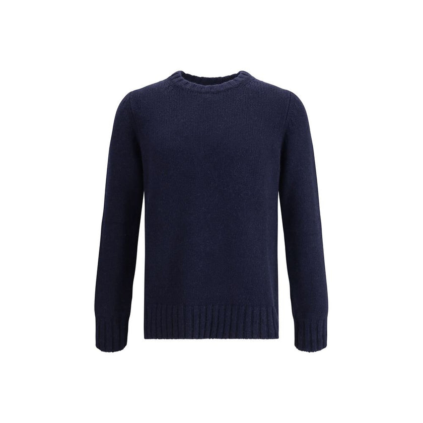 Aragona Cashmere Blue Merino Wool Sweatshirt Aragona Cashmere