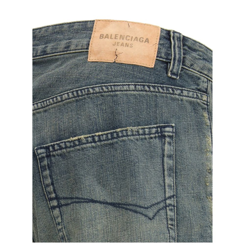 Balenciaga Blue Cotton Relaxed Fit Jeans Balenciaga