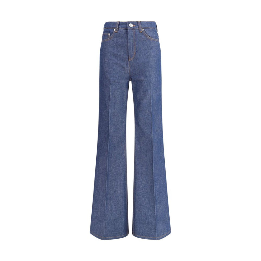 Ami Paris Blue Cotton Flared Jeans Ami Paris