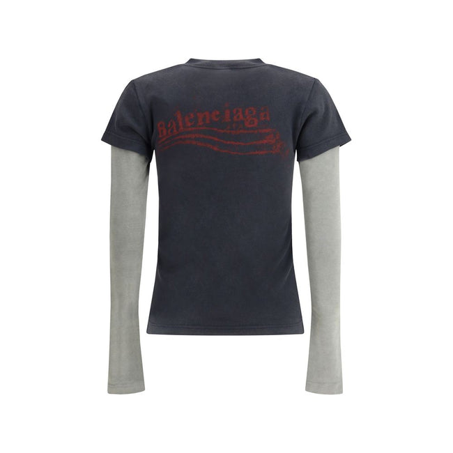 Balenciaga Washed Crayon Political Double-Sleeve T-Shirt Balenciaga