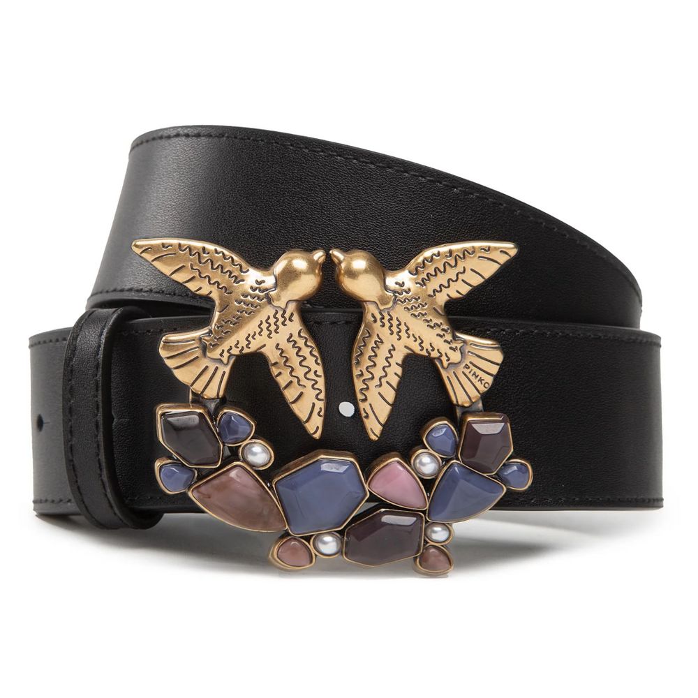 PINKO Black Calfskin Belt PINKO