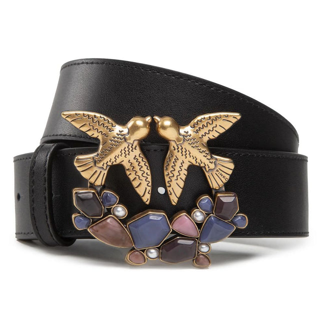 PINKO Black Calfskin Belt PINKO