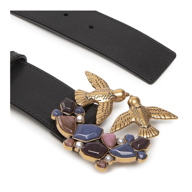 PINKO Black Calfskin Belt PINKO