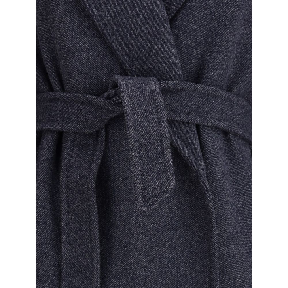 Max Mara Denim-effect Wool Carnia Coat Max Mara