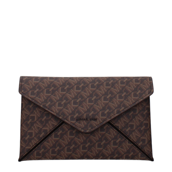 Michael Kors Brown Fabric Clutch Bags Michael Kors
