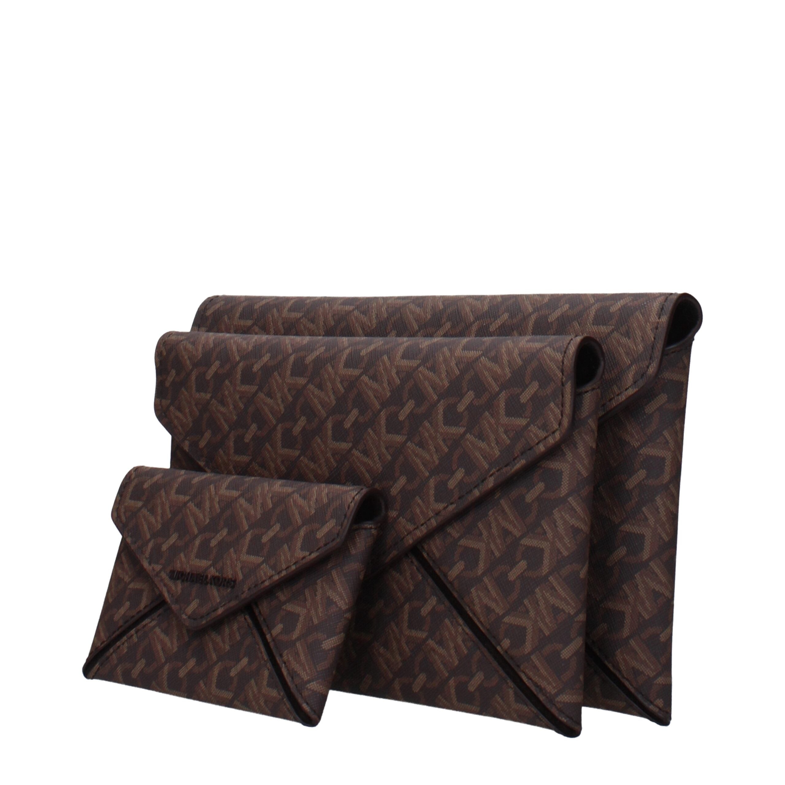 Michael Kors Brown Fabric Clutch Bags Michael Kors