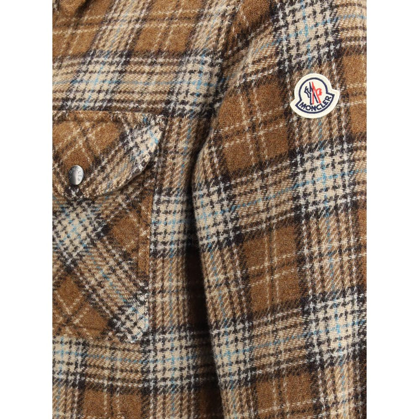 Moncler Brown Fleece Wool Jackets And Coat Moncler