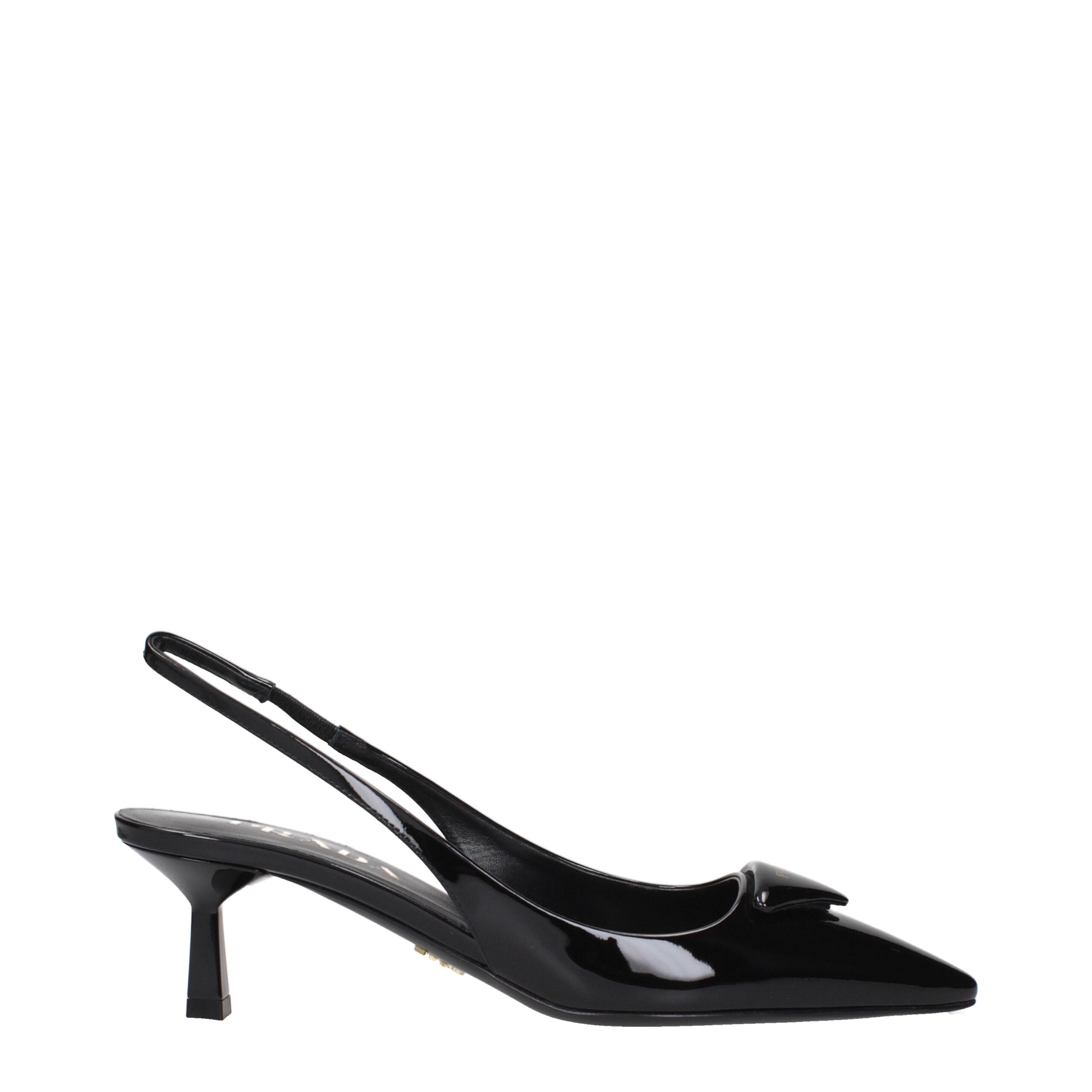 Prada Black Leather Mid Heel Pumps Prada