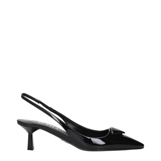 Prada Black Leather Mid Heel Pumps Prada