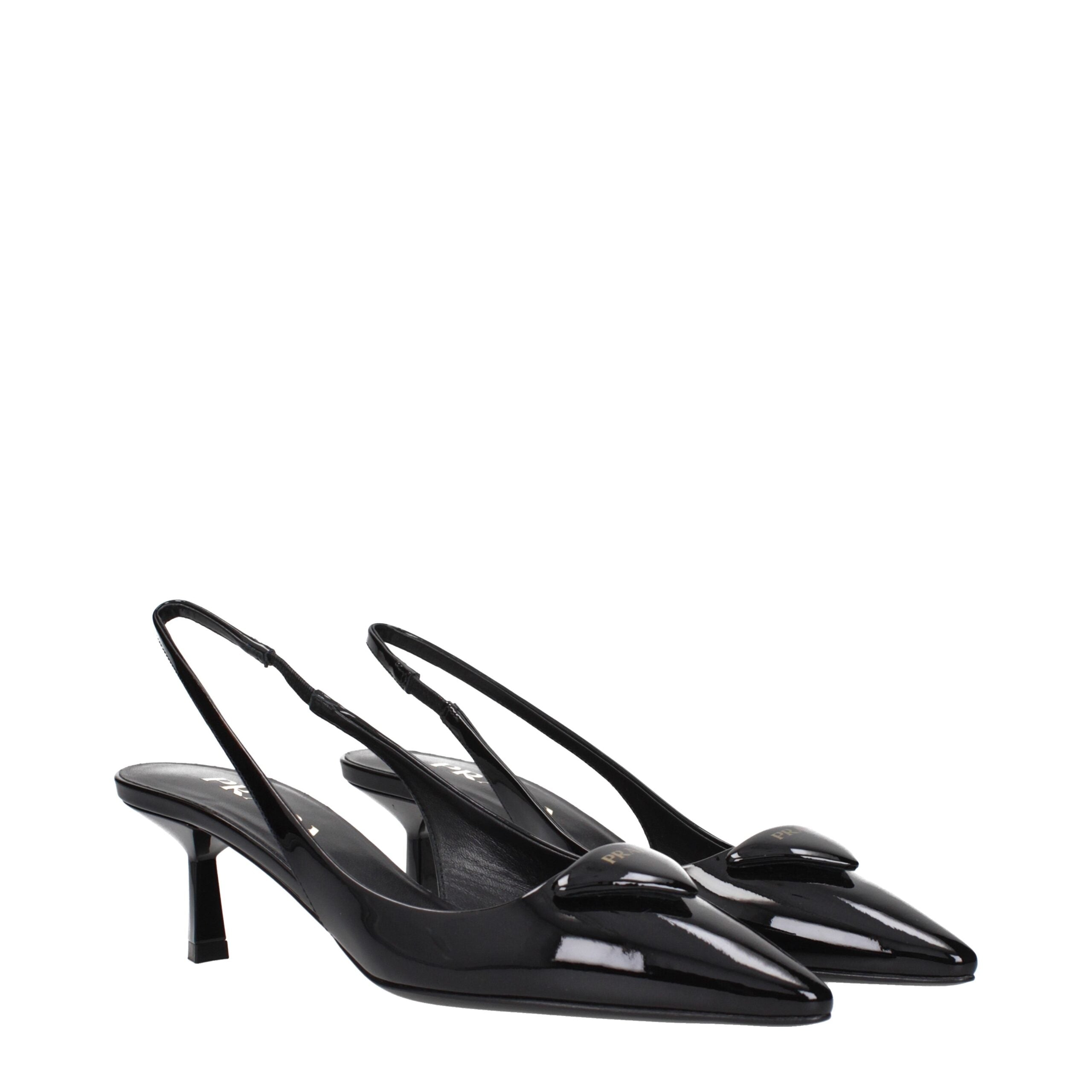 Prada Black Leather Mid Heel Pumps Prada