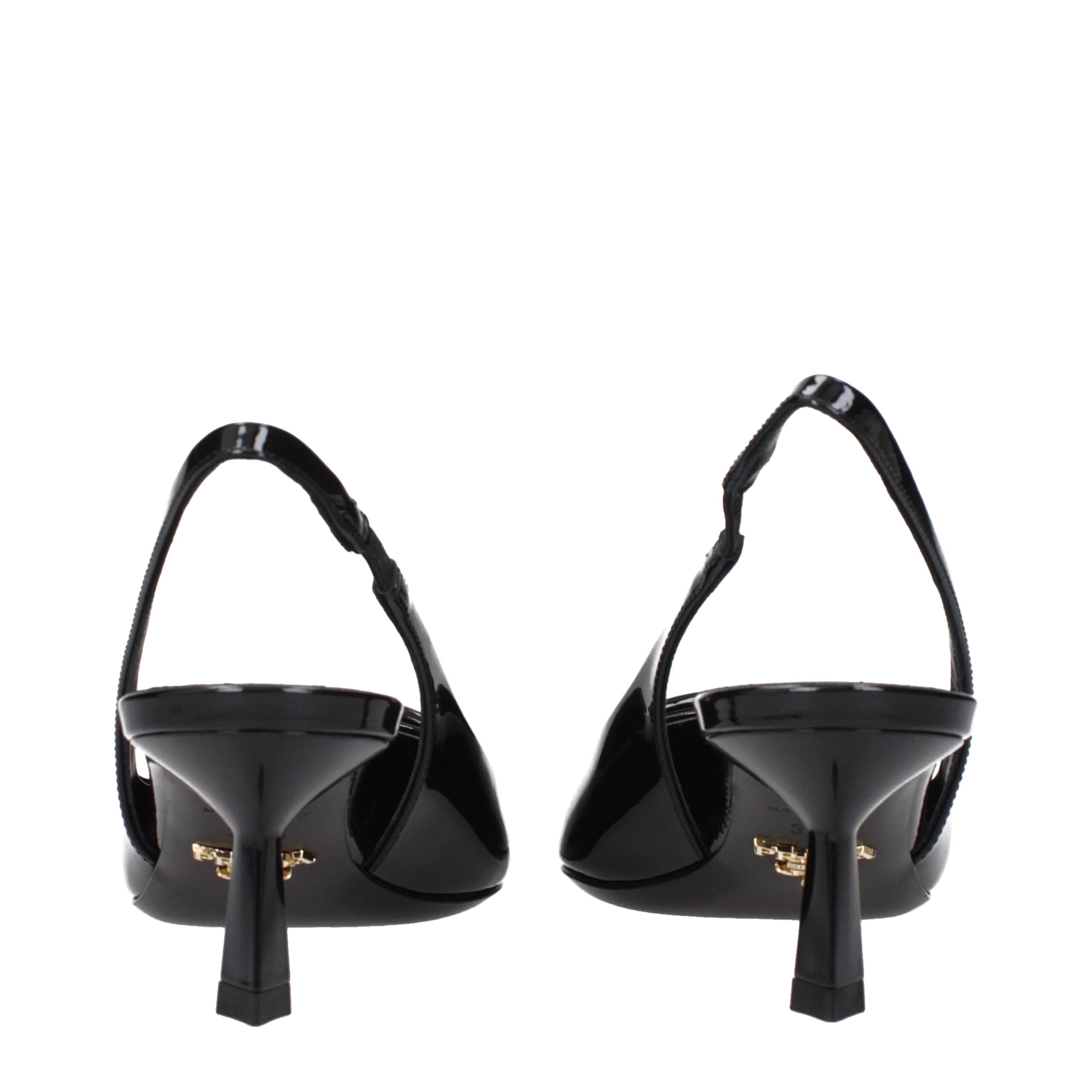 Prada Black Leather Mid Heel Pumps Prada