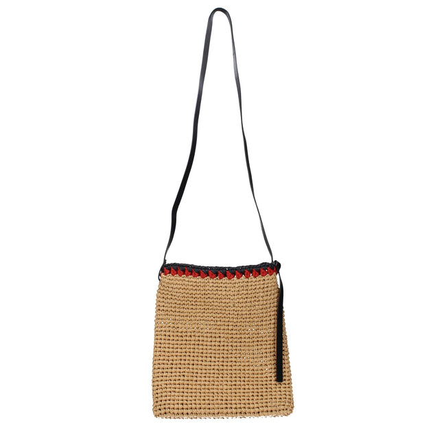 Jil Sander Beige Raffia Crossbody Bags Jil Sander