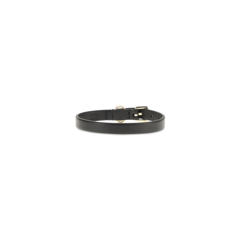 Valentino Garavani Black Calf Leather Bos Taurus Bracelet Valentino Garavani