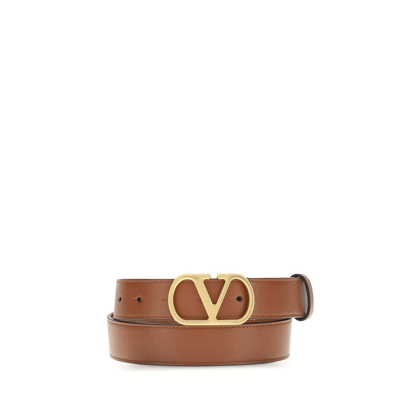 Valentino Garavani Beige Calf Leather Bos Taurus Regular Belt Valentino Garavani