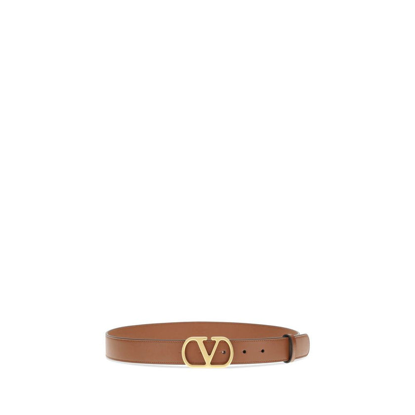 Valentino Garavani Beige Calf Leather Bos Taurus Regular Belt Valentino Garavani