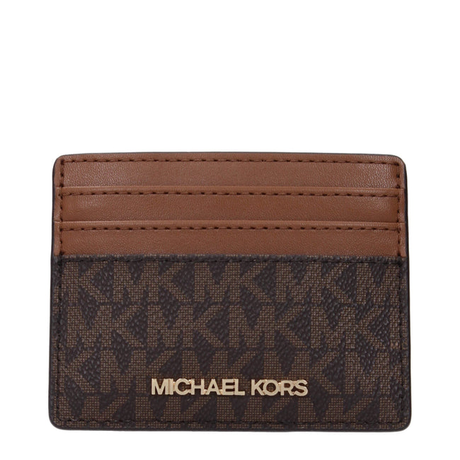 Michael Kors Brown Fabric Cardholders Michael Kors