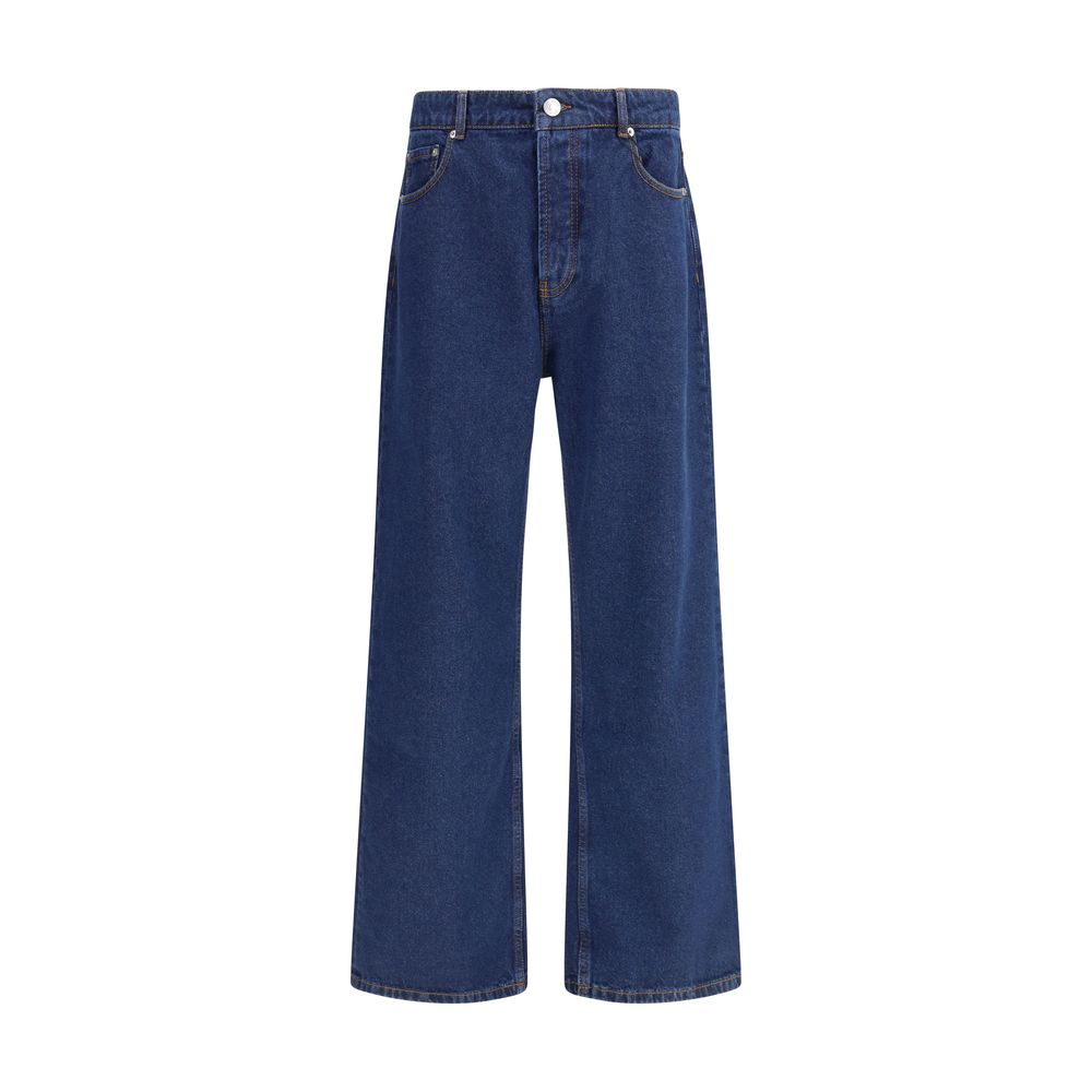 Ami Paris Blue Cotton Straight-Leg Jeans Ami Paris