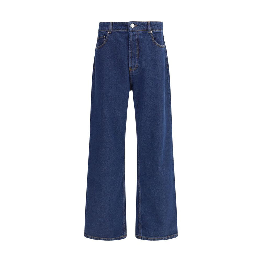 Ami Paris Blue Cotton Straight-Leg Jeans Ami Paris