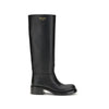 Prada Black Calf Leather Bos Taurus High Heel Boots Prada