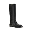 Prada Black Calf Leather Bos Taurus High Heel Boots Prada