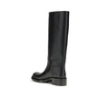 Prada Black Calf Leather Bos Taurus High Heel Boots Prada