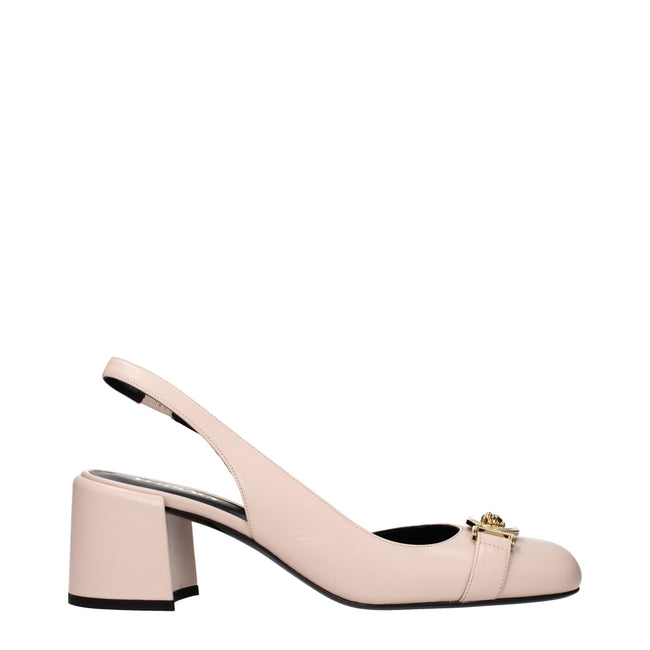 Versace Pink Leather Mid Heel Pumps Versace