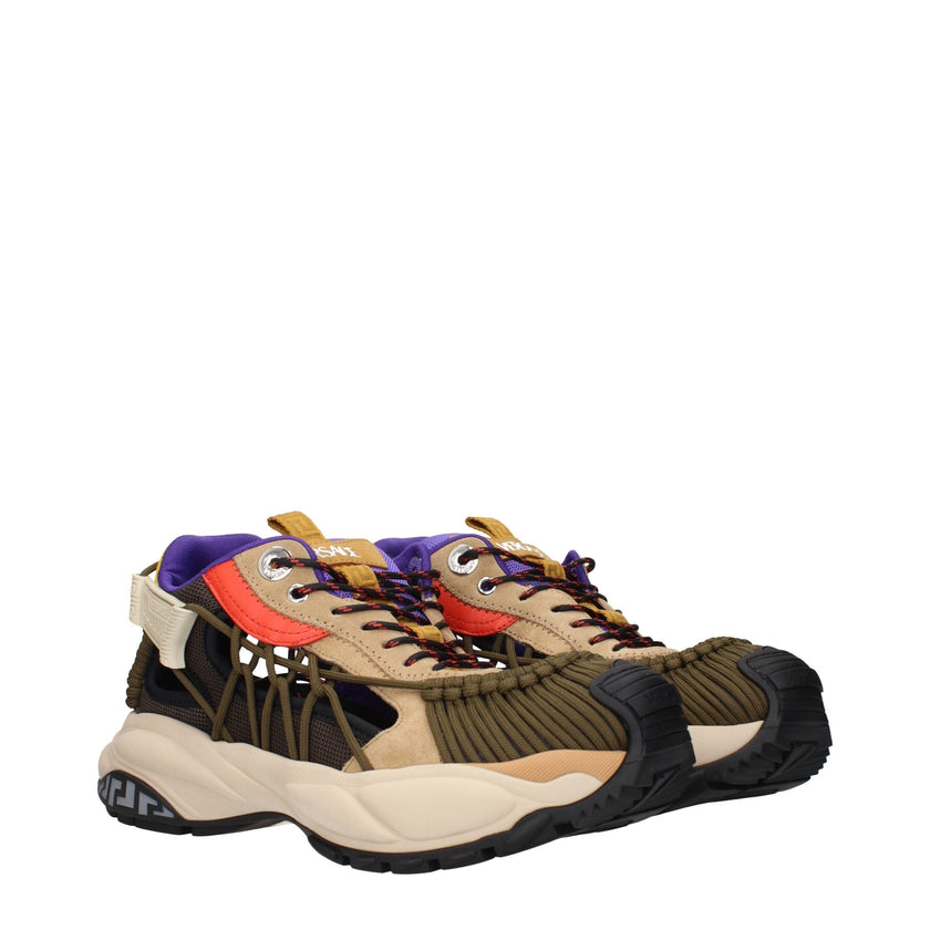 Versace Beige Leather Athletic Sneakers Versace