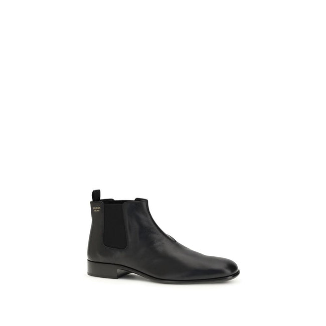 Prada Black Leather Ankle Boots Prada