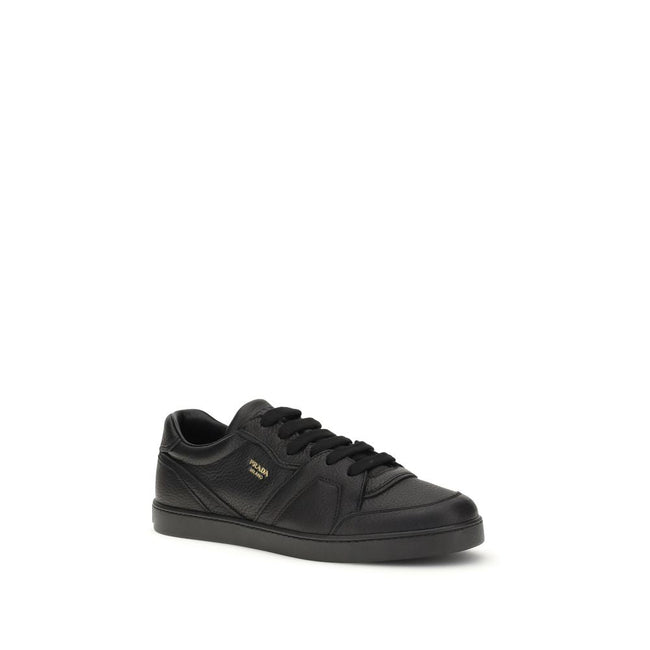 Prada Black Calf Leather Bos Taurus Low Top Sneakers Prada