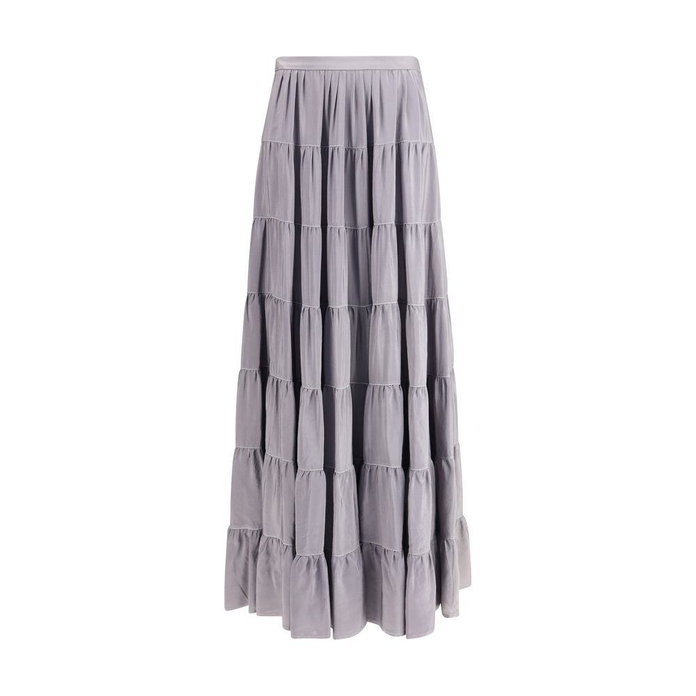 Forte_Forte Gray Silk Long Skirt Forte_Forte