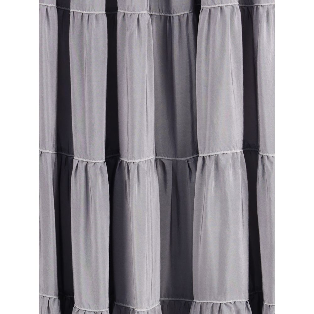 Forte_Forte Gray Silk Long Skirt Forte_Forte