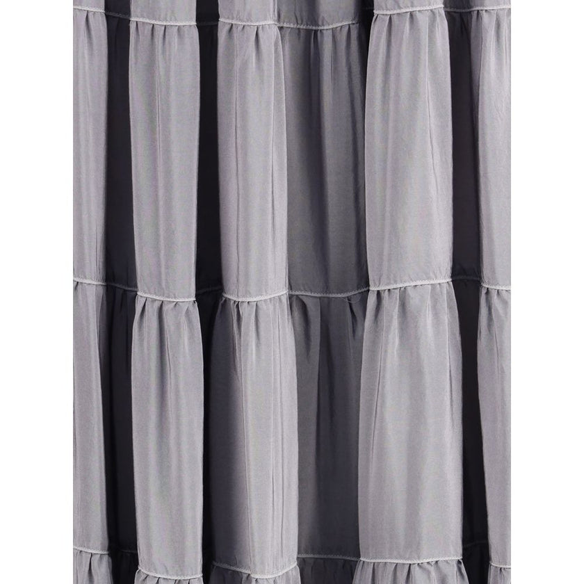 Forte_Forte Gray Silk Long Skirt Forte_Forte