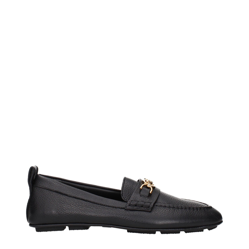 Versace Black Leather Slip-On Loafers Versace