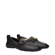 Versace Black Leather Slip-On Loafers Versace