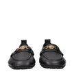 Versace Black Leather Slip-On Loafers Versace