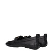 Versace Black Leather Slip-On Loafers Versace