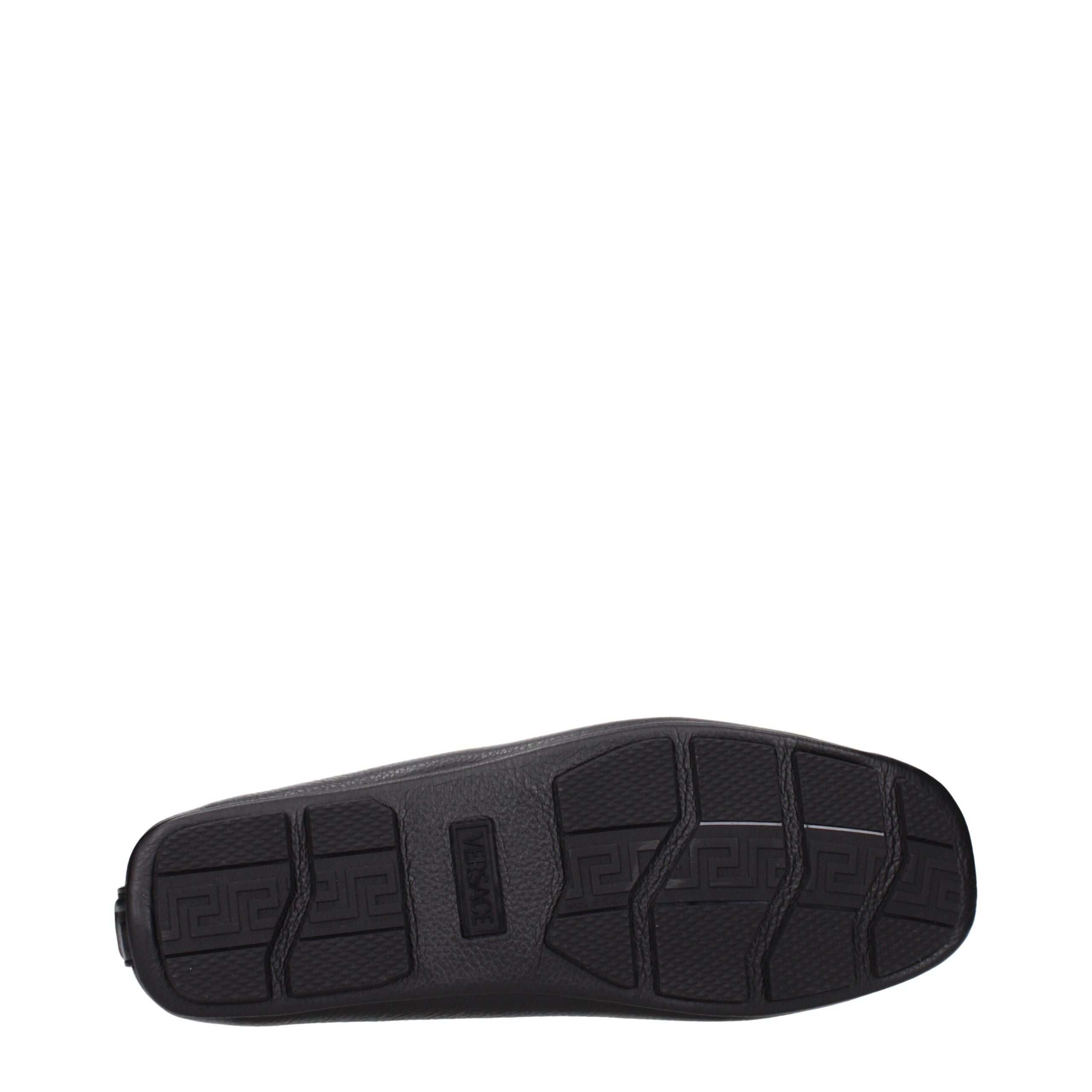 Versace Black Leather Slip-On Loafers Versace