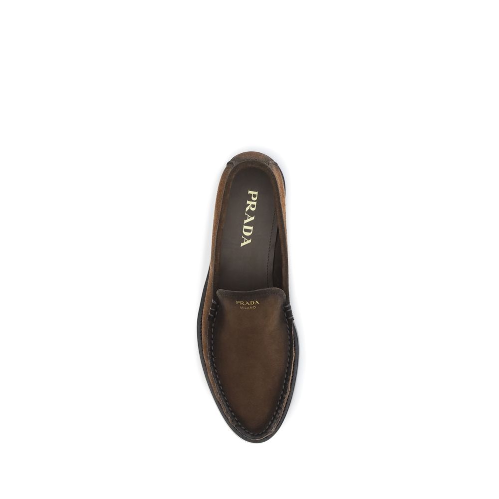 Prada Brown Leather Slip-On Loafers Prada