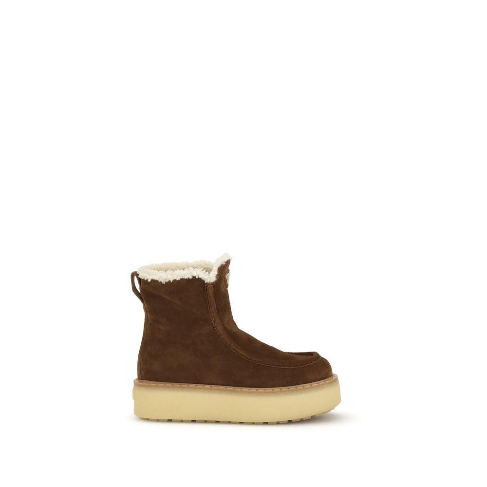 Prada Brown Calf Leather Bos Taurus Ankle Boots Prada